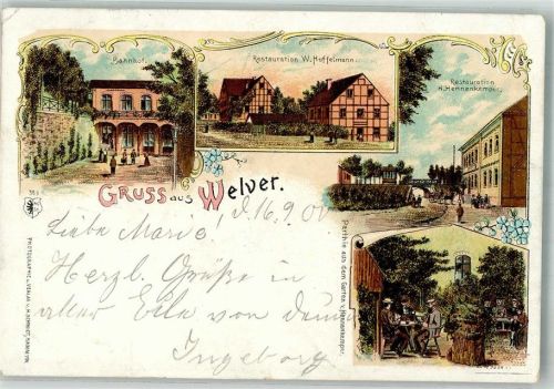 Welver 1900 Bahnhof Gasthaus Huffelmann Gasthaus Hennenkemper Gartenwirtschaft