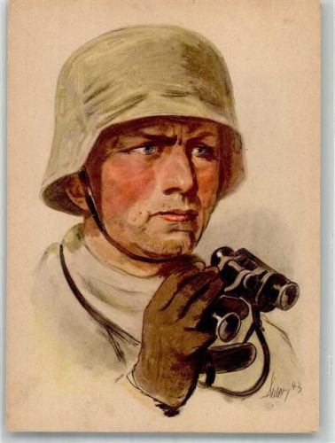 1943 sign. Ahlers Der Gruppenführer mit Fernrohr Gutjahr Bildverlag