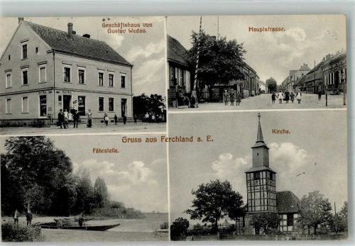 39307 O3281 Ferchland - Hauptstrasse Fährstelle Fährboot Geschäftshaus Wedau
