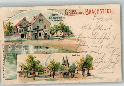 Brachstedt 1900 Gasthaus zum Deutschen Haus Dorfplatz