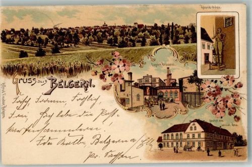 Belgern 1899 Export-Brauerei Roland-Statue Gasthaus zum weissen Ross