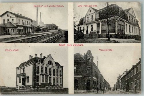 Elsdorf 1908 Bahnhof Pfeifer-Stift Villa Scheidt Hauptstrasse Leim löst sich