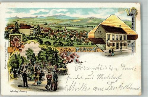 Westdorf 1902 Gasthaus zum schwarzen Bär Helmdags-Garten