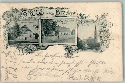 14656 O1551 Bredow 1898 Gebrauchsspuren Dorfkirche Schloss Bredow Post & Gasthaus Müller