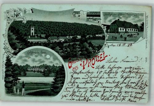 Prötzel 1899 Schloss Prötzel Schlosssee Gasthaus zur goldenen Kartoffel