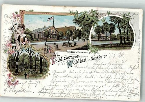 Neukloster 1899 Gasthaus Etablissement Waldlust Garten Putto