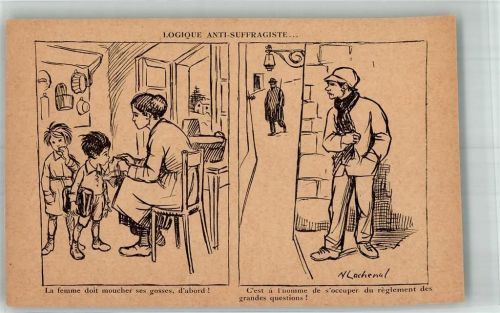 Logique Anti-Suffragiste Karikatur sign. N. Lachenal
