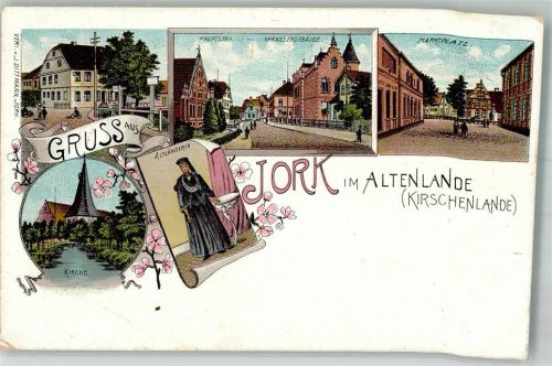 Jork 1918 Altländer Tracht Hotel Altländer Hof Hauptstrasse Sparkasse Marktplatz Kirschenland