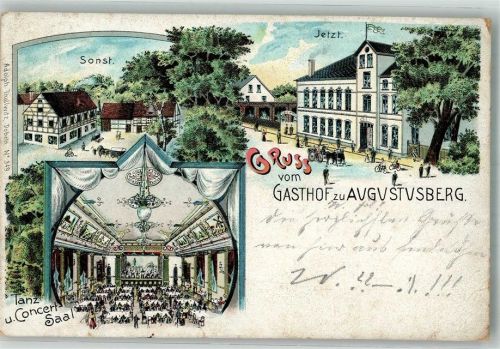 Nossen 1905 Gasthaus zu Augustusberg Früher und Heute Ballsaal Ort lt. Stempel