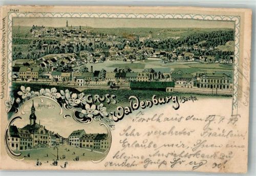 Waldenburg 1899 Marktplatz Bahnhof