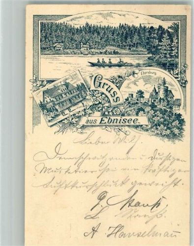 Ebnisee 1895 Vorläufer Lithographie Ebnisee Ruderboot Ebersburg Hotel