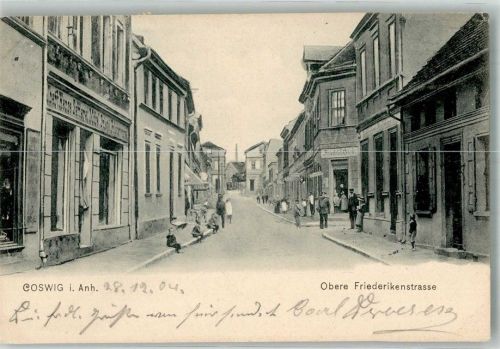 Coswig 1904 Obere Friederikenstrasse Bahnpost Aschersleben - Wittenberg Zug 683