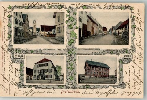 89165 W7905 Dietenheim , Iller 1904 - Dorfstrasse Stadttor Wohnhäuser