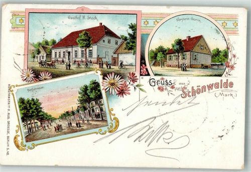 Schönwalde 1900 Dorfstrasse Gasthaus Stech Försterei Gorin