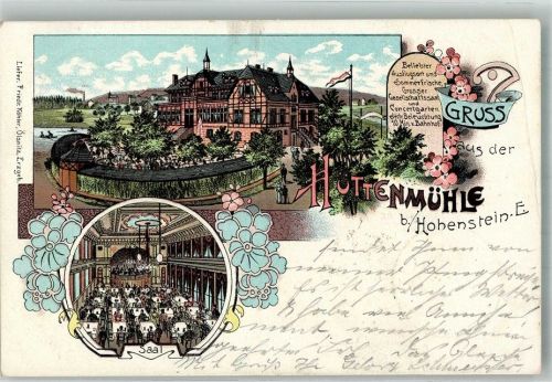 Hohenstein-Ernstthal 1903 Gasthaus Hüttenmühle Gartenwirtschaft Speisesaal