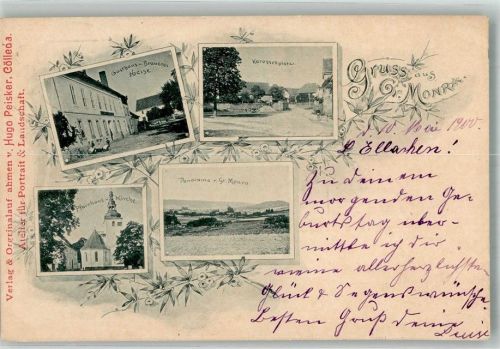 99625 O5231 Großmonra 1900 - Karussellplatz Gasthaus-Brauerei Heise Pfarrhaus Kirche