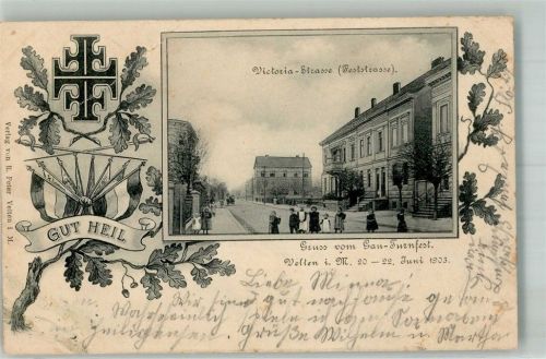 Velten 1903 Gau-Turnfest 1903 Victoria-Strasse Turner-Wappen