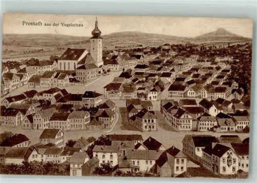 92690 W8487 Pressath 1926 - Vogelschau Pressath Kirche St. Georg Zeichnung