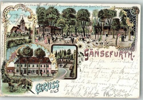 Gänsefurth 1900 Schloss Forsthaus Gasthaus Gänsefurther Busch Veranda Gartenwirtschaft