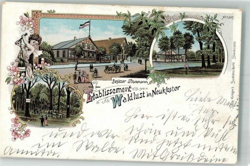 Neukloster 1899 Gasthaus Etablissement Waldlust Garten Putto