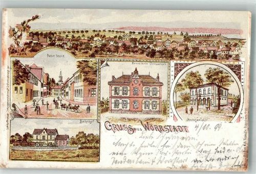 Wörrstadt 1899 Pariser Strasse Bahnhof Volksschule Amtsgericht