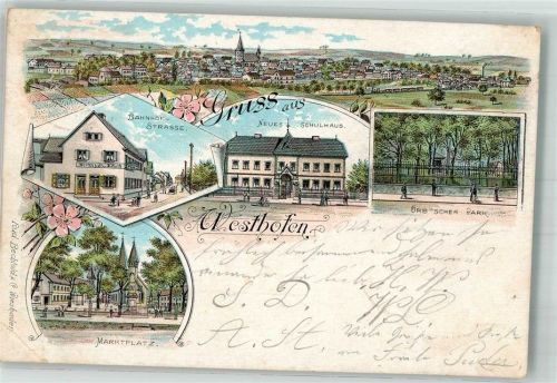 Westhofen 1899 Bahnhofstrasse Marktplatz Neues Schulhaus Orb'scher Park