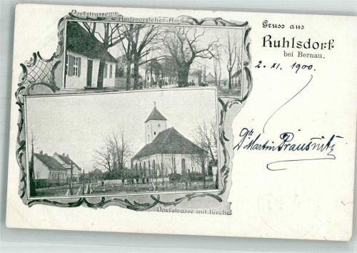 Ruhlsdorf 1900 Dorfstrasse Dorfkirche Amtsvorsteher-Amt
