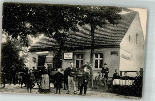 Beerfelde 1915 Gasthaus Schopf Wirtepaar Kinder Radfahrer Fuhrwerk
