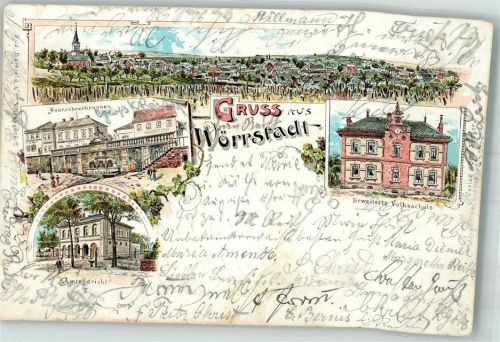 Wörrstadt 1897 Neunröhrenbrunnen Amtsgericht Erw. Volksschule