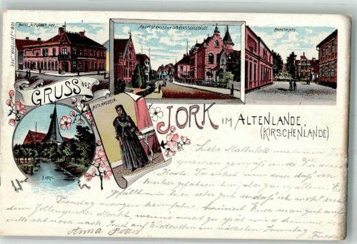 Jork 1905 Altländer Tracht Hotel Altländer Hof Hauptstrasse Sparkasse Marktplatz Kirschenland