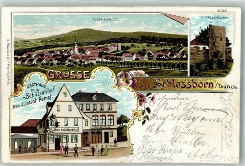 Schloßborn 1903 Gasthaus zum Schützenhof Schloss-Ruine