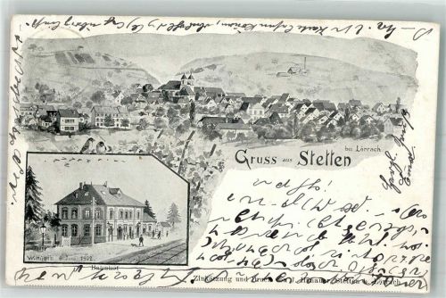 Stetten 1902 Bahnhof sign. W. Hüglh