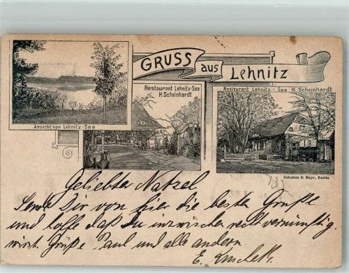 16515 O1407 Lehnitz 1897 Gebrauchsspuren Vorläufer Lithographie Gasthaus Lehnitz-See Lehnitz-See