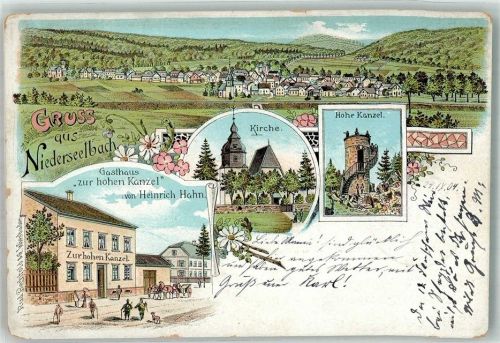 Niederseelbach 1904 Hohe Kanzel Gasthaus zur hohen Kanzel Dorfkirche
