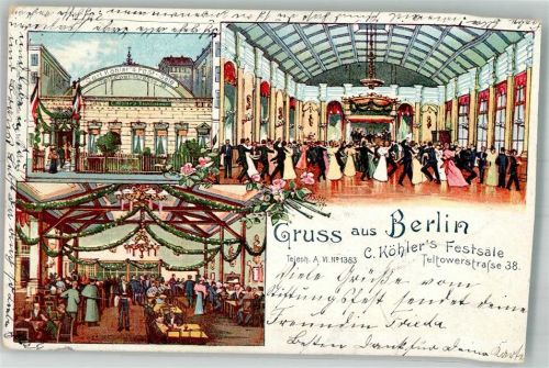 10115 O1199 Wilhelmstadt 1905 Lithographie Etablissement Köhler's Festsäle Gastraum Ballsaal