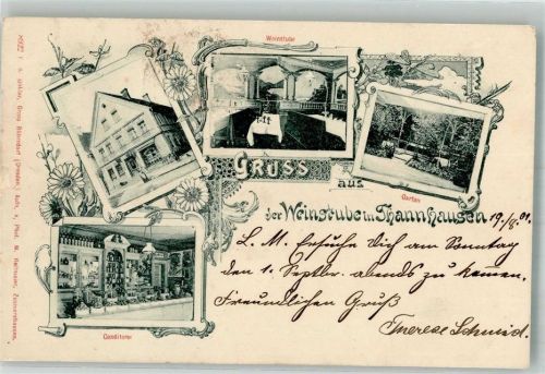 Thannhausen 1901 Gasthaus-Weinstube Gastraum Garten Konditorei