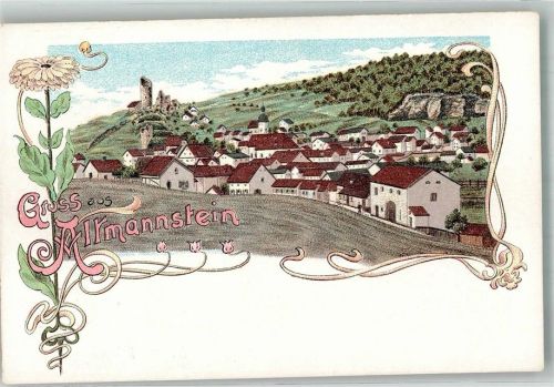 93336 W8426 Altmannstein Lithographie Burgruine mit Burgfried