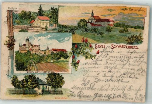 Scheinfeld 1899 Schloss Schwarzenberg Einsiedelei Kloster Schwarzenberg Velag F. Schleiner