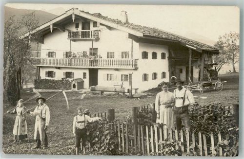 Bergen 1917 Bauernhof Pletschacher Bayrische Tracht Hundehütte Ort handschriftlich