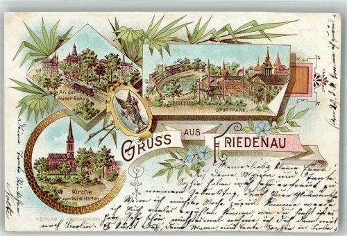 Friedenau 1897 An der Kaiser Eiche Kirche Zum guten Hirten Sportpark Stauchung