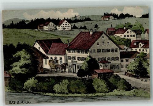 Lechbruck Gasthaus Post Postkutsche sign. G.S.