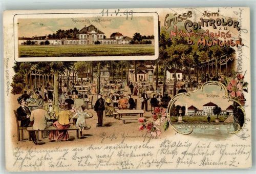 Nymphenburg 1899 Gasthaus zum Controlor Gartenwirtschaft Schloss Nymphenburg