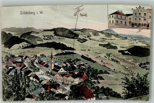 Schönberg 1912 Knabenschule Kaufhaus Wacker Kirche St. Margareta