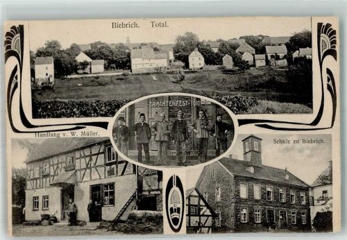 Biebrich 1918 Trachtenfest 1910 Trachtengruppe Handlung Müller Schulhaus