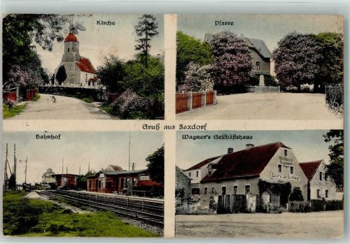 Saxdorf Geschäftshaus Wagner Bahnhof Dorfkirche Pfarrhaus