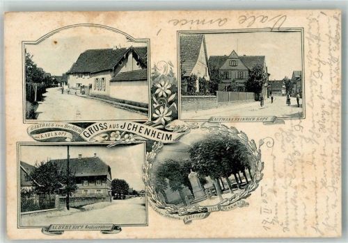 Ichenheim 1905 Kriegerdenkmal Gasthaus Kopf Dorfstrasse Wohnhaus Kopf Stauchung