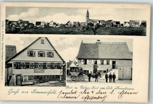 72226 W7275 Simmersfeld 1903 - Post- und Telegrafenamt Hanselmann Postkutsche