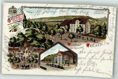 Wrexen 1906 Bahnhof Quast Bismarckturm Gasthaus Waldlust Gartenwirtschaft