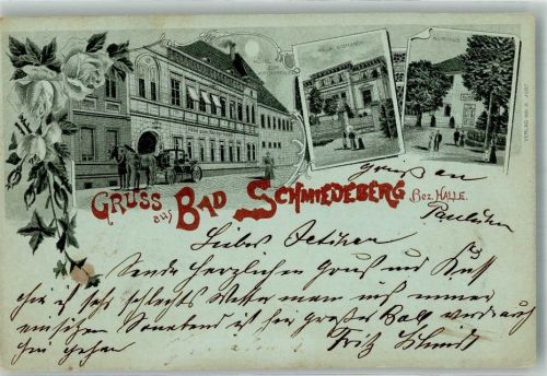 06905 O4603 Bad Schmiedeberg 1902 Lithographie Hotel zum Kronprinzen Villa Bismarck Kurhaus
