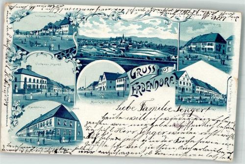 92681 W8488 Erbendorf 1901 Lithographie Unterer Markt Kaiserberg Marktplatz Vorderer Markt
